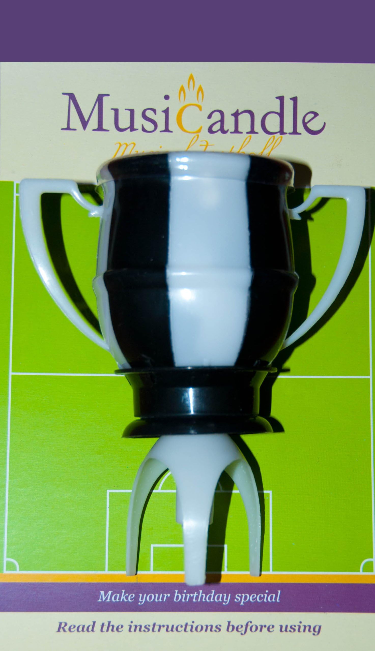 Show Stopper Musical Football Trophy Birthday Candle - Black & White