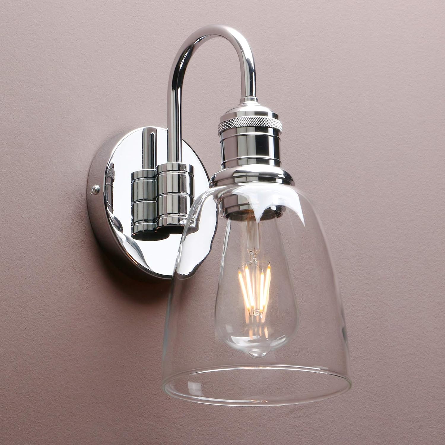 Yosoan Lighting Modern Vintage Industrial Bell Sconce Wall Light Fitting with 5.6” Clear Glass Lampshade - Image 4