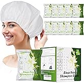 Lajowia 10 Pack Shampoo Caps No Need Rinse, Waterless Shampoo Cap Hair Wash for Bedridden Patients Elderly for Post Surgery, Hospital, Camping,Rinse Free Caps Easy to Carry (Need 130ML Water)