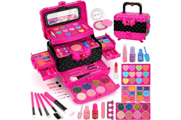 Teensymic Kids Makeup Kit for Girls, 54PCS Washable Makeup Toys, Age 3-13, Princess Theme, Girl Toys, Social Skill, Hand-Eye