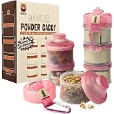 Formula Container to Go &ndash; Baby Essentials, Stackable Formula Dispenser for Night Feedings, Snacks and More &ndash; 2 Pack, by KiKo (Pink)