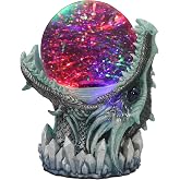 Ebros Gift Blue ICY Frost Giant Leviathan Dragon LED Night Light Glitter Sparkle Water Globe Storm Ball Figurine with Sound Activated Sensor Dungeons and Dragons Home Decor Fantasy Statue