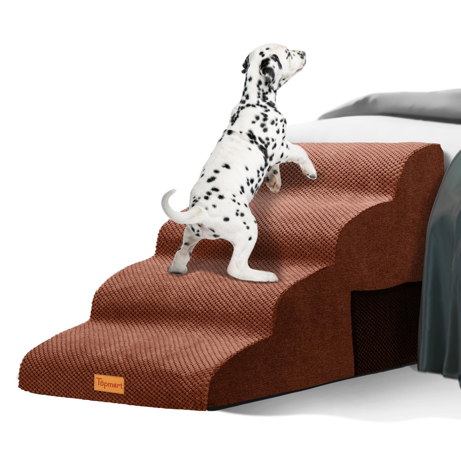 Photo 1 of Topmart Wider High Density Foam Dog Steps 4 Tiers,Extra Wide Deep Pet Steps,Non-Slip Pet Stairs with Waterproof Cover,Soft Foam Dog Ladder,Best for Older, Injured, Pets,Cats