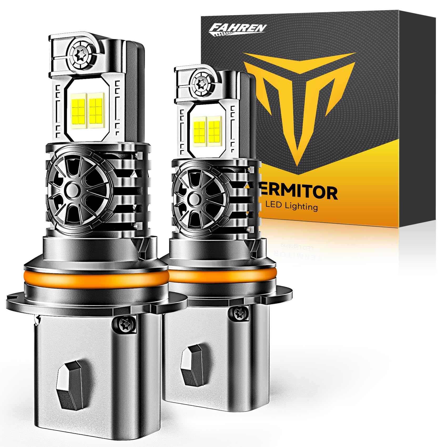 Termitor Upgraded 9004/HB1 Light Bulbs, 50,000LM 1000% Ultra Brightness, 60000+ Hours Lifespan, Real 1:1 Halogen Mini Size, 6500K Cool White, Plug-N-Play, Pack of 2 Image