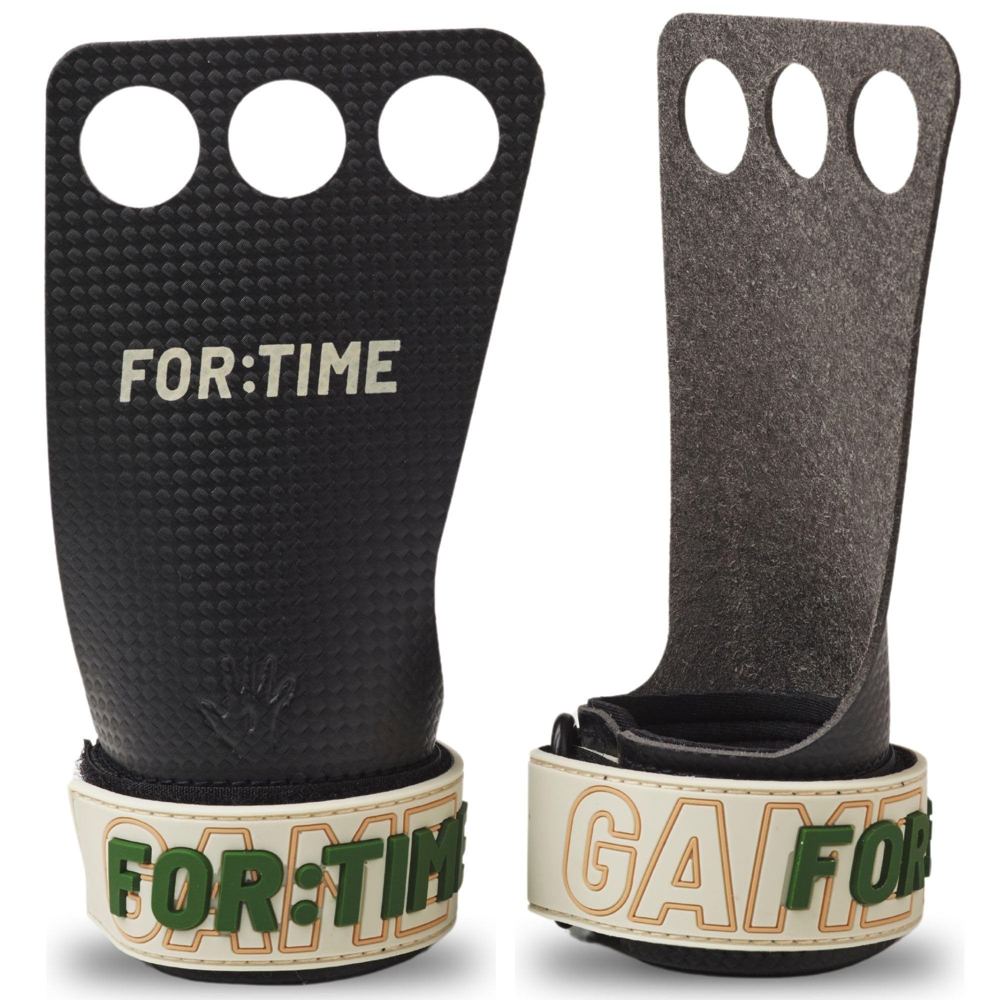 FOR:TIME FITNESS Hand Grips for CrossFit Grips, Pull Up Grips - Ultra Sticky Carbon Fibre Gym Grips with Wrist Support - Gymnastics Bar Grips and Gym Hand Grips for Workouts - Gym Gloves for Pull Ups