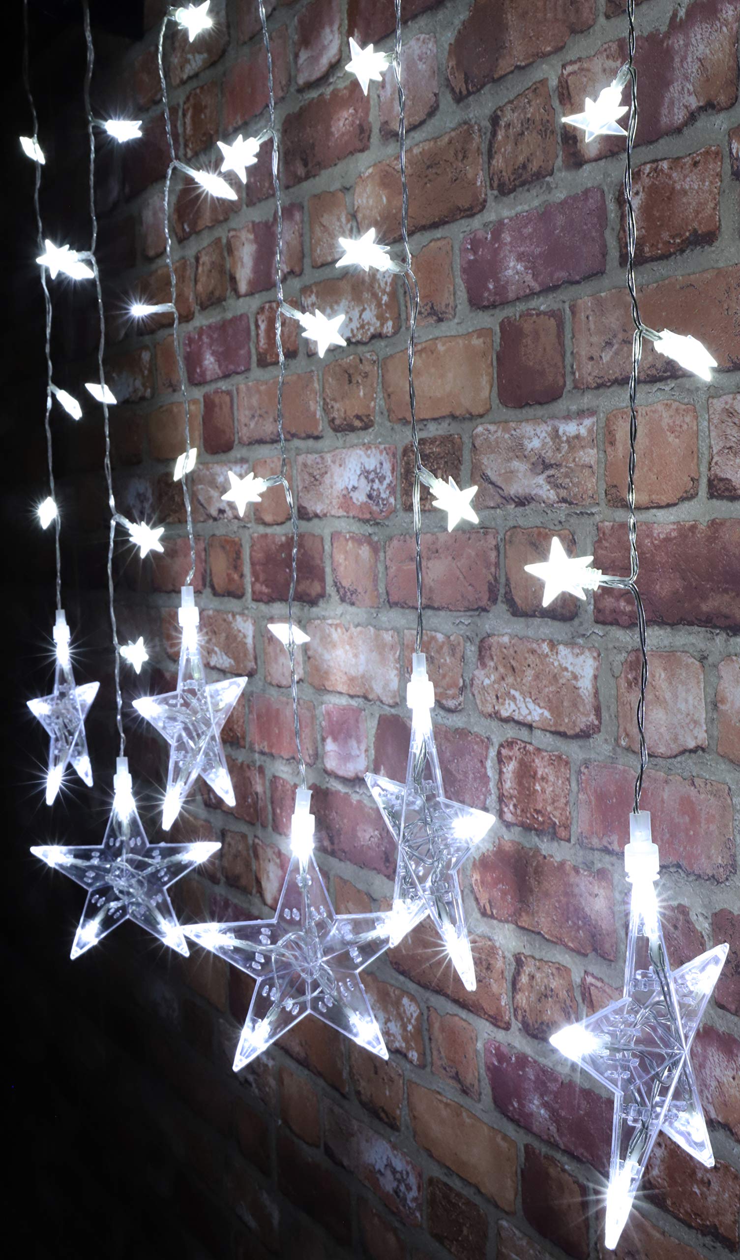 Christmas Concepts® 1.2m x 1m (4ft x 3.3ft) White Led Star Curtain Lights- Christmas Lights