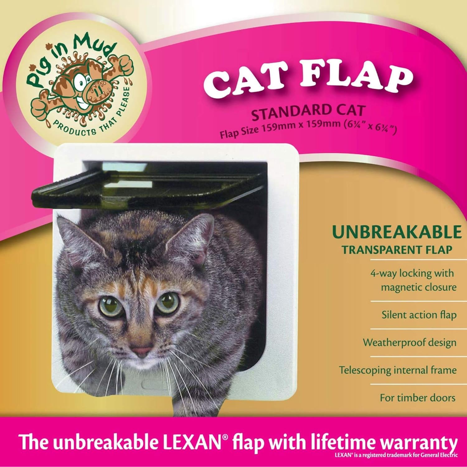 Ideal Pet Products Cat Flap Door with 4 Way Lock, 6.25" x 6.25" Flap Size : Pet Doors : Pet Supplies