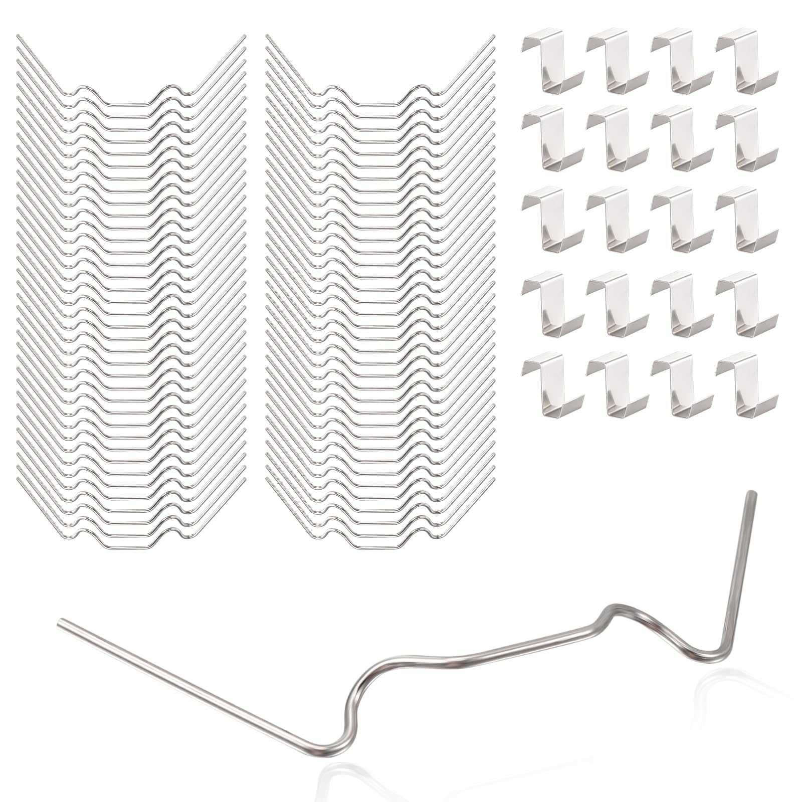 Color 100Pcs Greenhouse Glass Clips, Stainless Steel W Wire & Z Overlap Clips for Aluminium-Framed Greenhouses