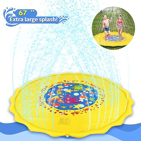 Joyfun Outdoor Toys For Kids Outdoor Pool For Toddlers 67 Splash Pad For Boys Girls Summer Water Toys Sprinkler Spray Play Mat For Kids Party Favor