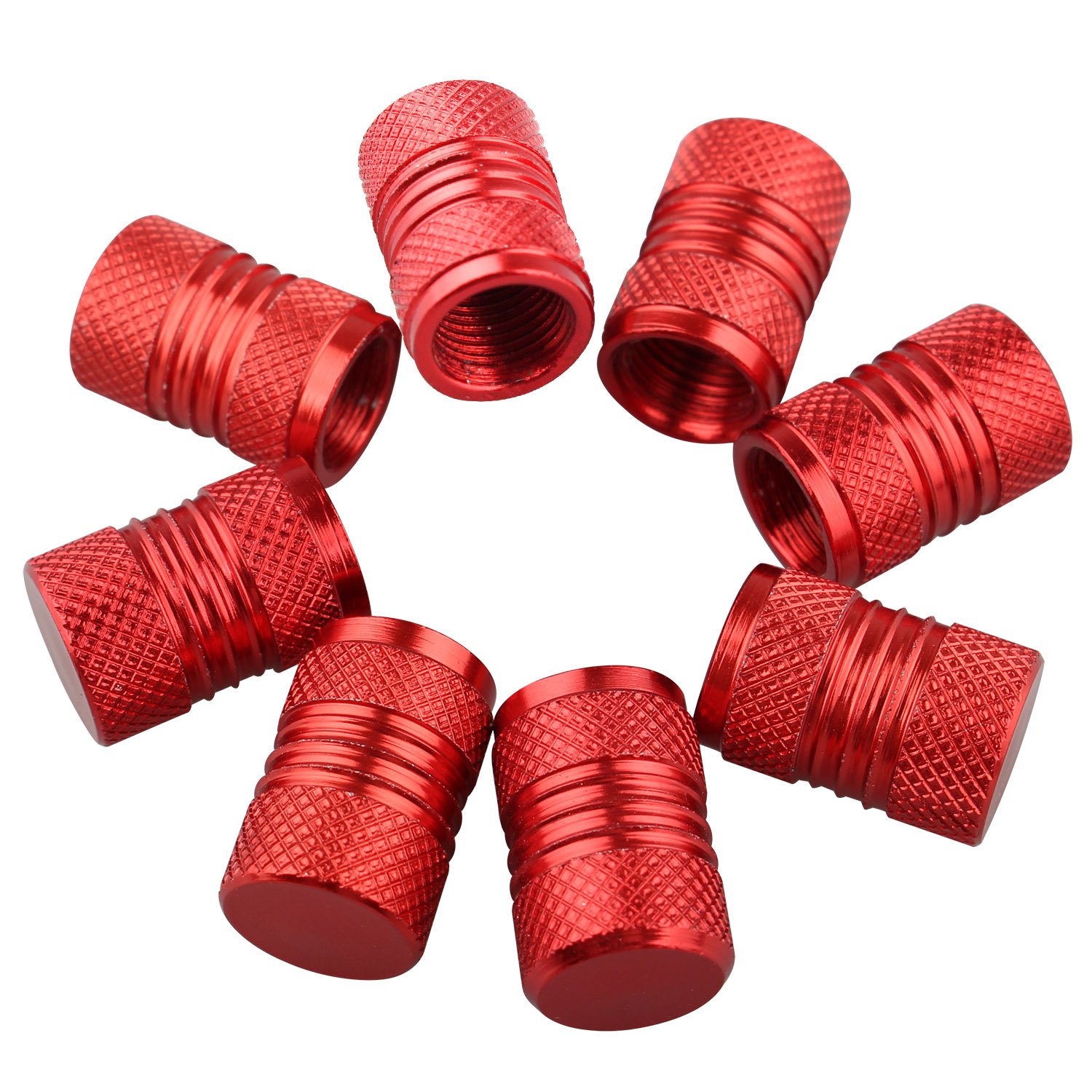 Futheda 8pcs Aluminum Alloy Car Dust Caps Wheel Tyre Caps Universal Automobiles Metal Valve Cap Auto Tire Valve Stem Dust Covers Car Accessories (Red)