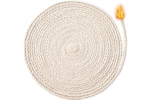 Pndeyo 65.6 Ft 1/10''(3mm) Oil Lamp Wicks, Round Cotton Lamp Wicks Burner, Braided Candle Replacement Wicks for Alcohol Kerosene Lamp Torches Lantern- Beige