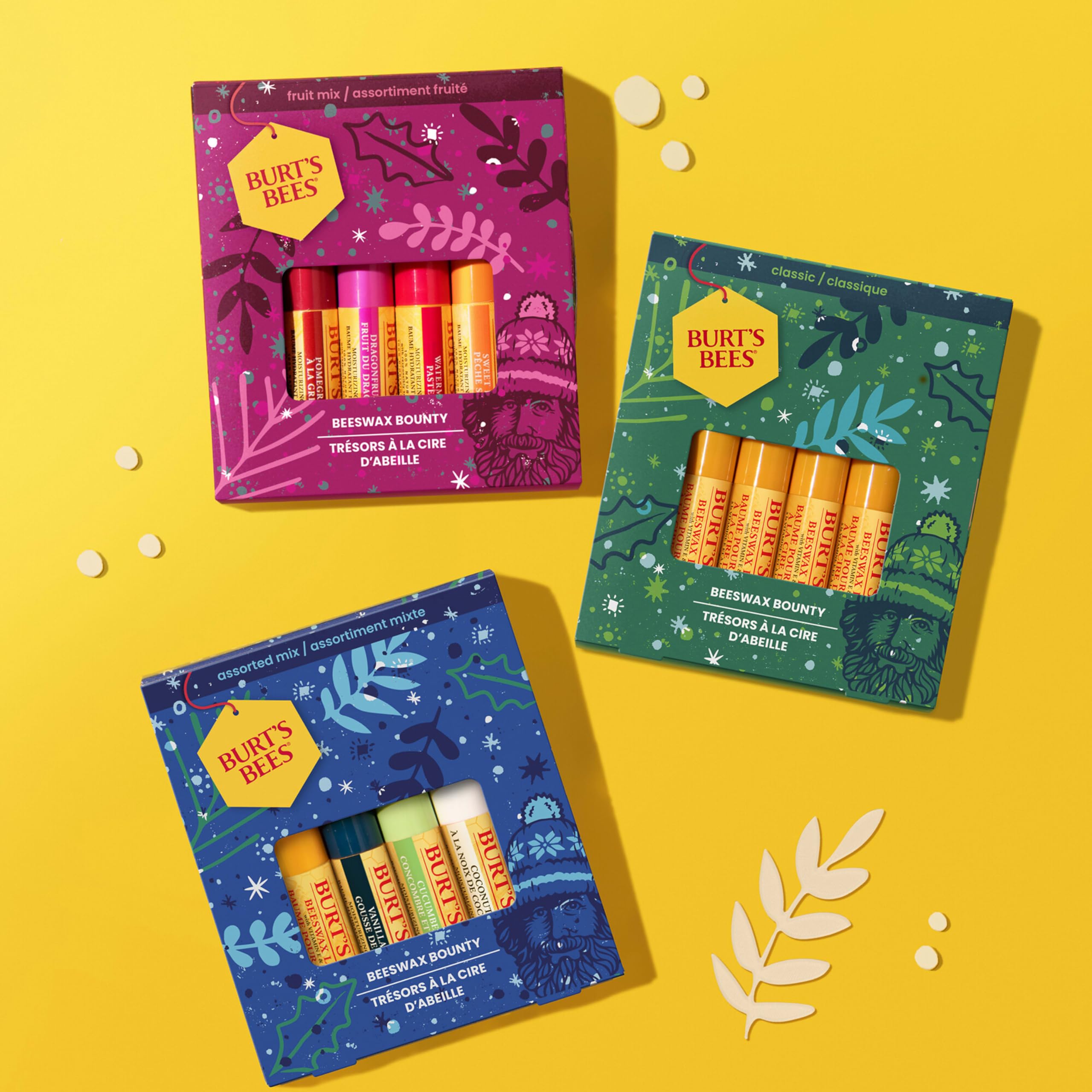 Burt's Bees Lip Balm Gift Set, Beeswax Bounty Fruit Mix, Perfect Lip Balms for Gift Baskets, 4-Pack, 0.15 oz.