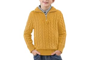 IIMMER Boys Winter Warm Cable Knit Sweaters Cute Turtle Neck Casual Quarter Zip Pullover 3-14 Years