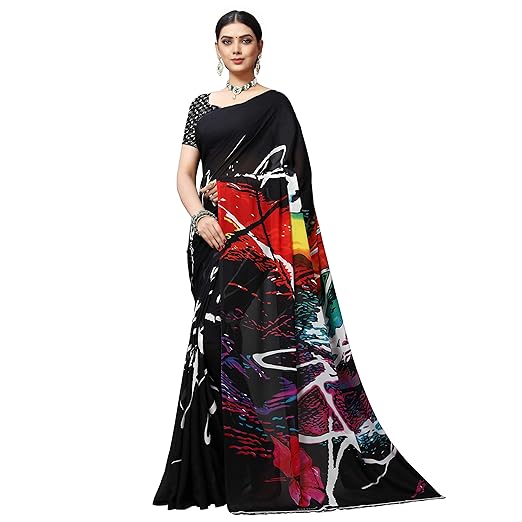 Kashvi sarees georgette with Blouse Piece Saree (1501_ Multicoloured_ One Size)