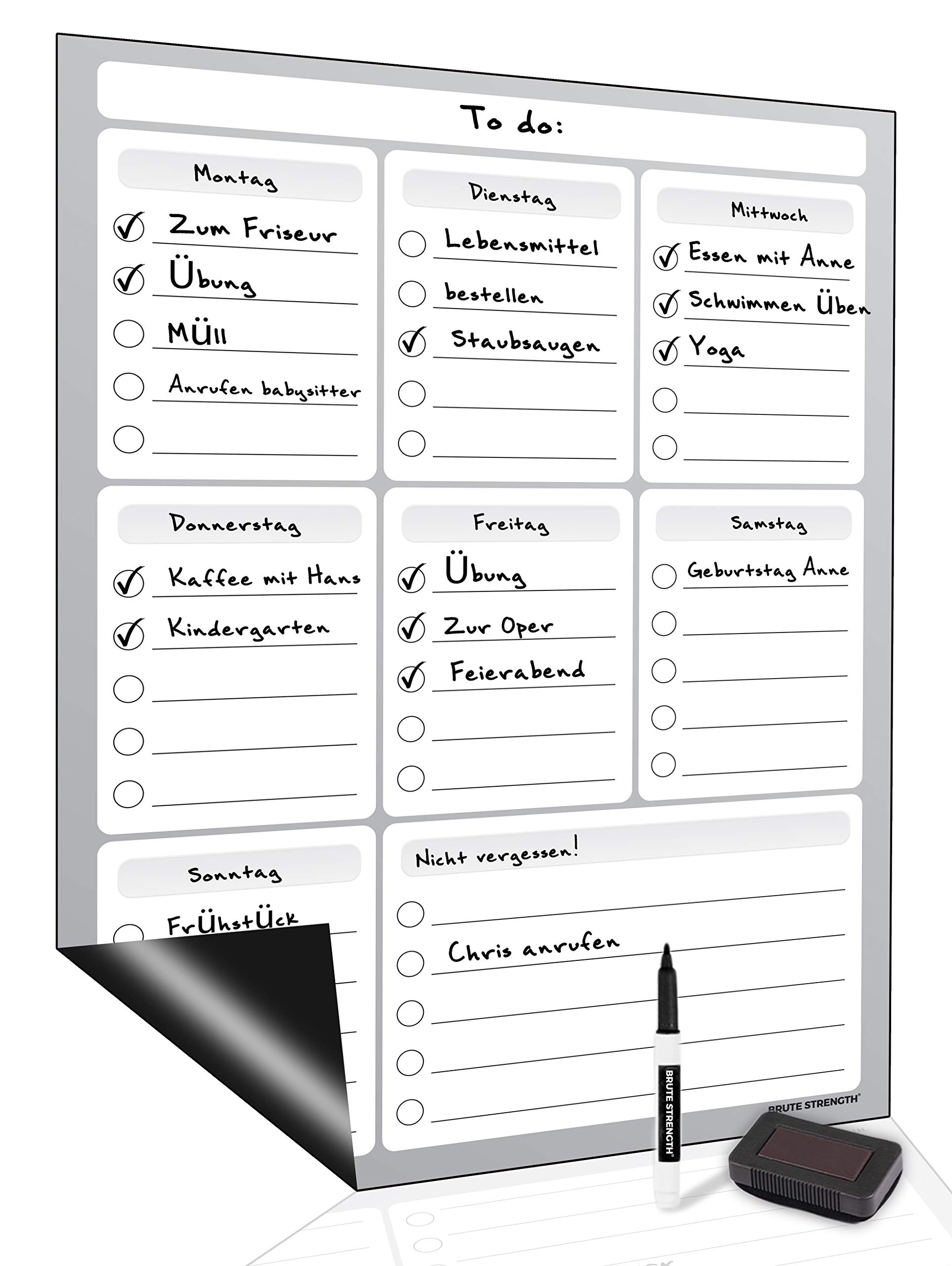 Brute Strength - Magnetic Week Planner whiteboard - A3 - Plan Board - Family Planner - to Do Planner