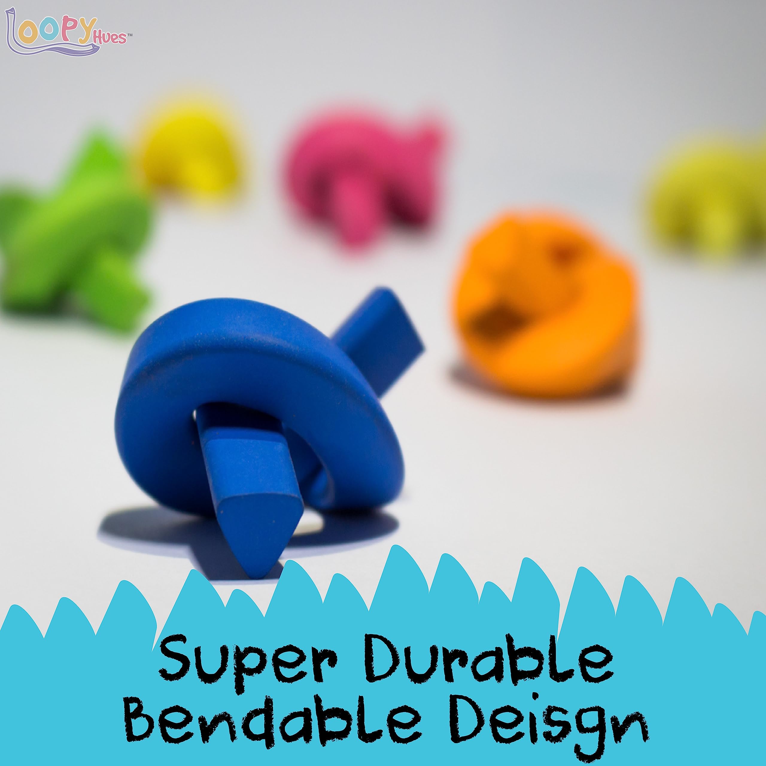 Bendable Crayons For Kids, Arts & Crafts, School Supplies, 3D Letter & Number Crayons, No Sharpening Needed, Assorted Colors (12 Pack - Round)
