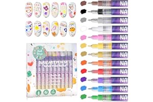 XINGXYUEL 12 Colors Nail Art Pens Set, Nail Art Markers Polish Pens for Painting Nails, Acrylic Paint Drawing Painting Dotting Markers Pen Quick Drying Nail Art Design Manicure Tools 0.5mm
