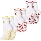 Fourluoo Pilates Grip Socks for Women Cute Non Slip Pilates Socks with Grip for Yoga Barre Barefoot Workout