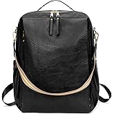 GAEKEAO Backpack Purse for Women 15.6 inch Laptop Backpack PU Leather Convertible Travel Backpacks Fashion Designer Handbag Ladies Shoulder Bags Black