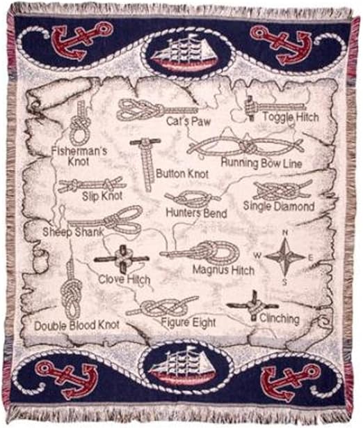 Simply Home De Capitán brújula náutica Nudos Afgano Manta 50 "x 60