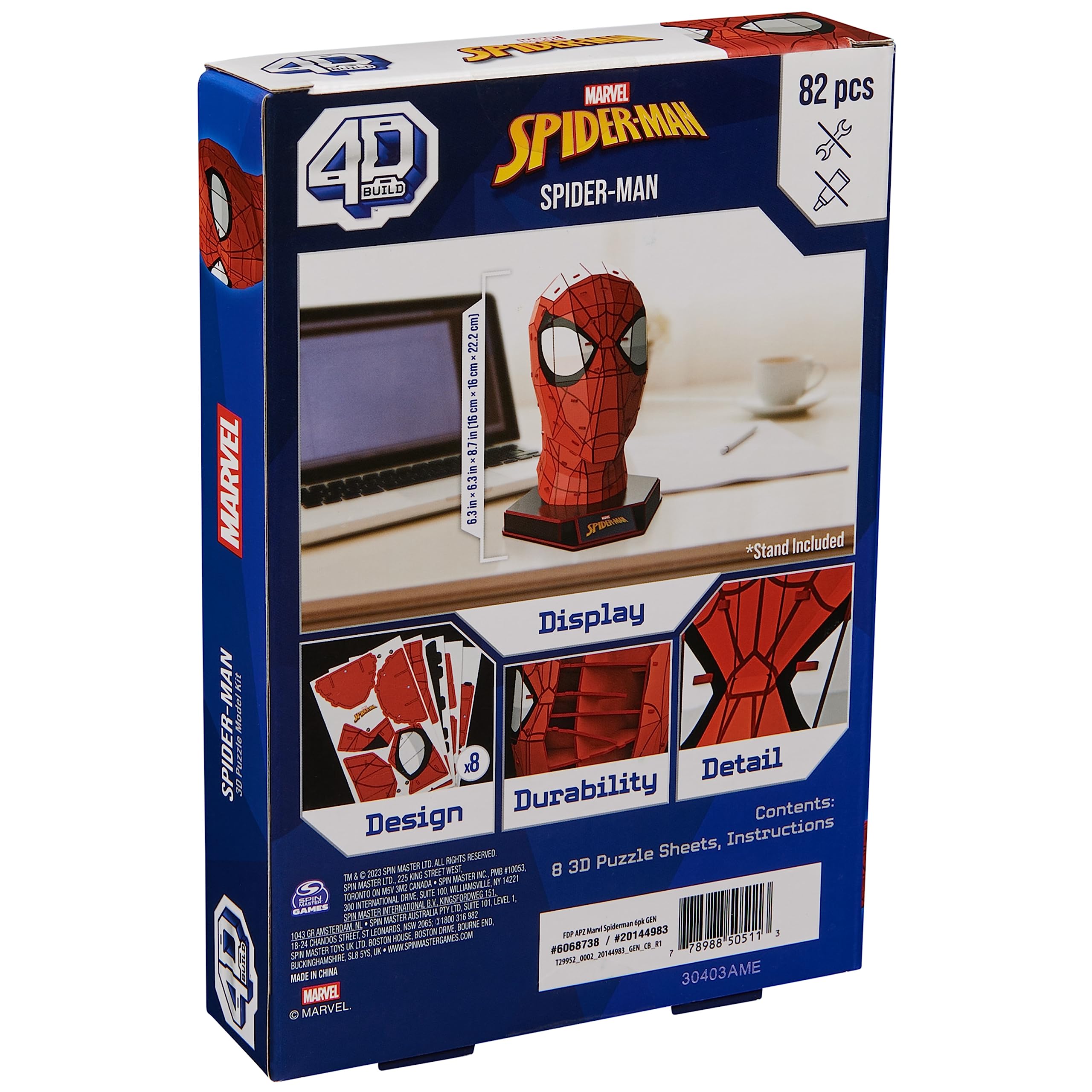 4D Build, Marvel Spider-Man 3D Puzzle Model Kit with Stand 82 Pcs | Spider-Man Desk Decor | Building Toys | 3D Puzzles for Adults & Teens 12+