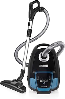 Princess EcoQuiet Staubsauger mit Beutel, fernbedienfunktion, extrem leise (62 dB), mit starker Saugleistung, 9 M Kabelzuleitung, 450W, 335010