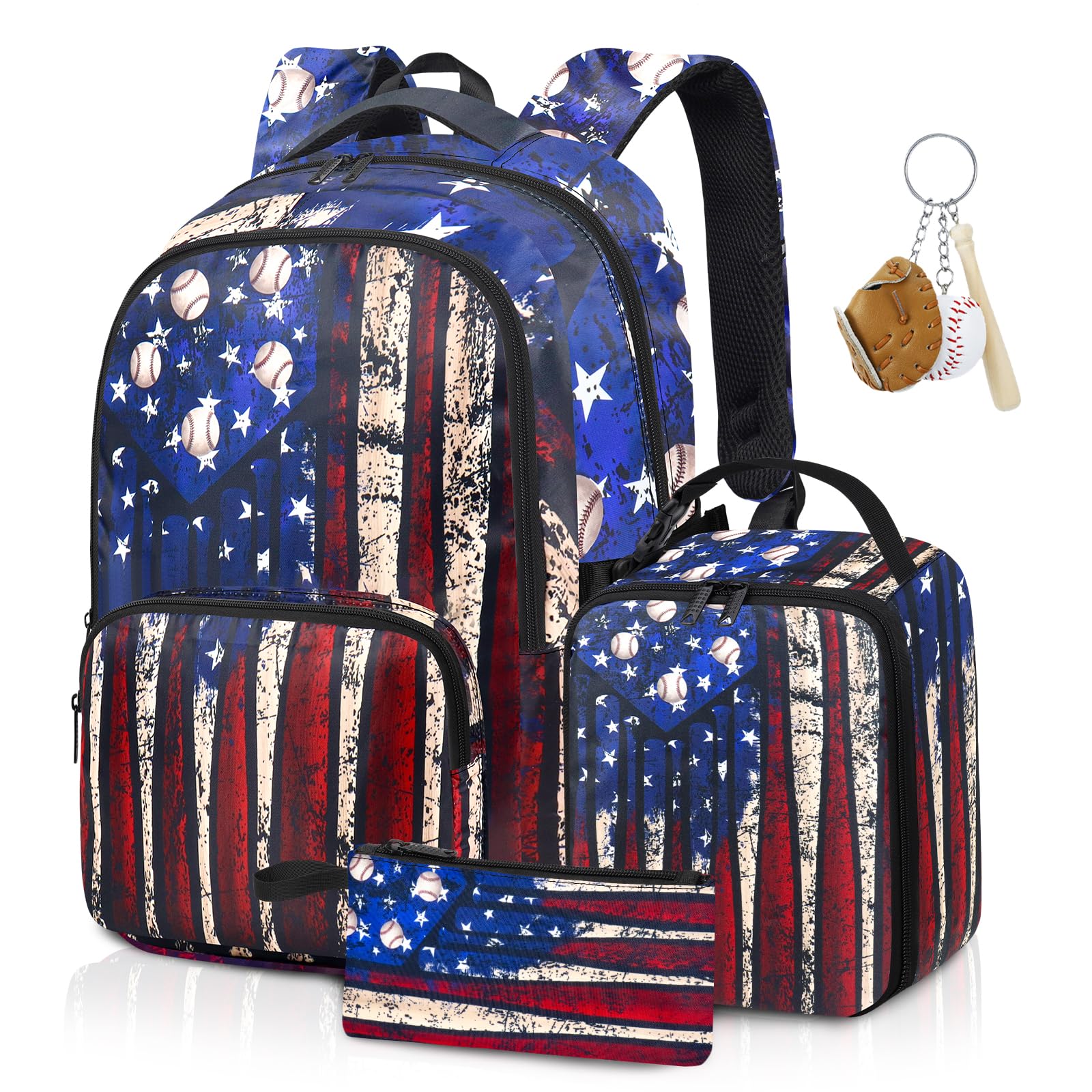 Photo 1 of **ONE OF THE ZIPPERS IS DAMAGED**Labfen Baseball Backpack Set for Boys, Kids Baseball School Backpack with Lunch Box Pencil Bag