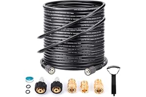 TikLog Pressure Washer Hose 100FT 1/4”, 4000 PSI Kink Resistant High Pressure Hose M22 14mm Thread, Flexible Extension Replacement Hose with 3/8 Quick Connect Adapters for Power Washing