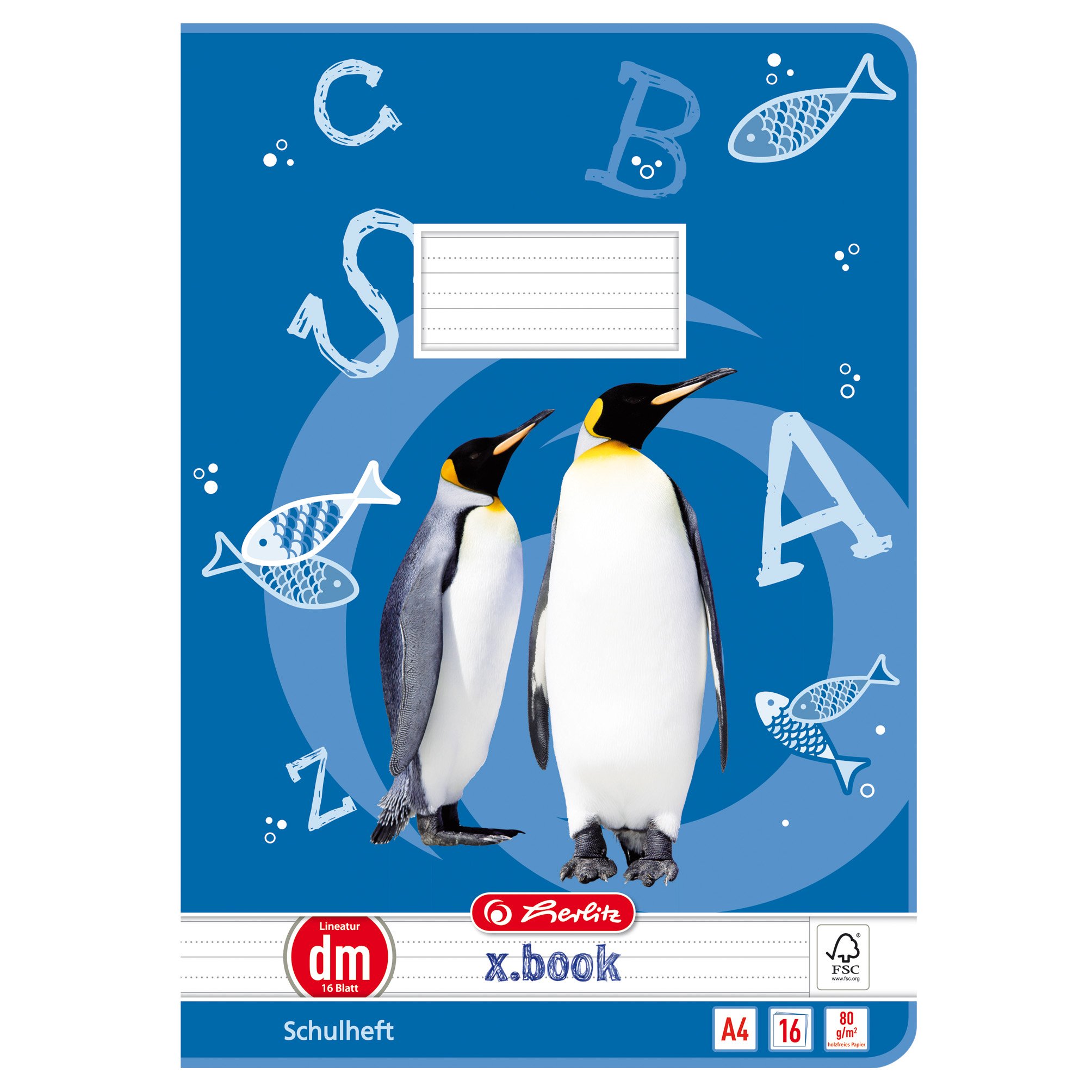 Herlitz notepads A4 Squared, 16 Sheets, line Style, FSC Mixed Wood, Pack of 10 with Motif A4, Ruling dm (Lined with Helper Lines)