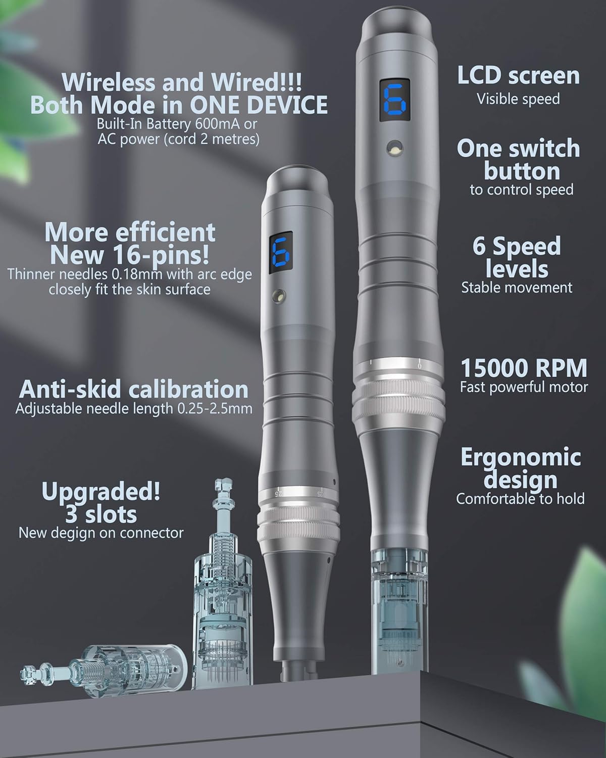 Dr. Pen Ultima M8 Professional Microneedling Pen - Electric Derma Auto Pen - Best Skin Care Tool Kit for Face and Body - 16 pins x2 + 36 pins x3 Cartridges: Beauty