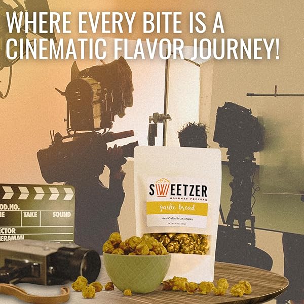 SWEETZER GOURMET POPCORN GARLIC BREAD, AUTHENTIC FIRST OF ITS KIND FLAVOR MADE WITH REAL INGREDIENTS, PERFECT SNACK FOR PARTIES AND MOVIE NIGHTS