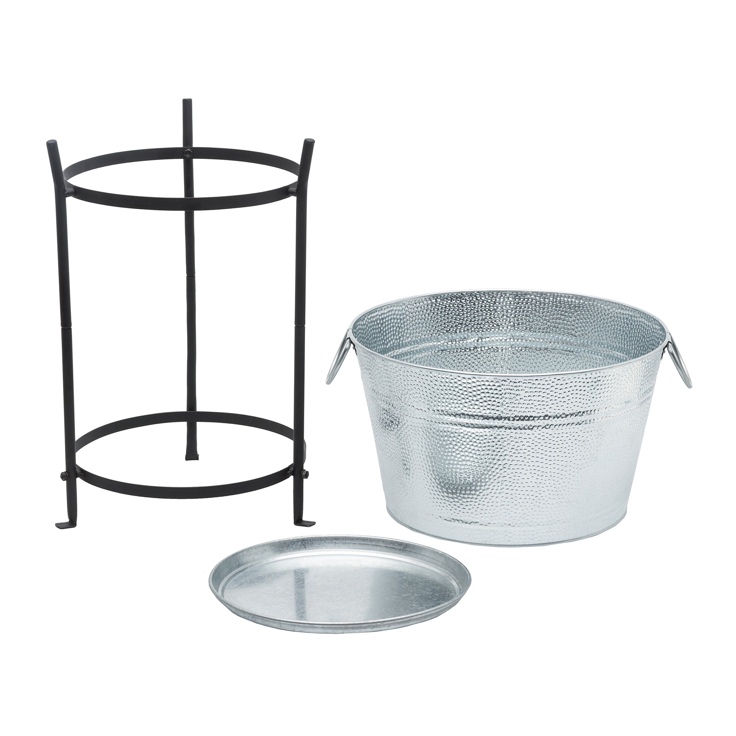 Ice Bucket With Stand and Tray. Galvanized Party Tub Is Perfect for