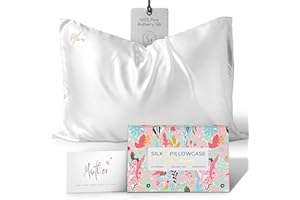 COLORADO HOME CO I Love You Mom Silk Pillowcase with Mom Embroidery for Mother's Day, for Mom, Wife, Daughter or Sister, Mother's Day Insert Card with Gift Box