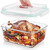 Vtopmart 6.5L/ 220oz/ 27.5cup Extra Large Glass Food Storage Containers with Snap Airtight Lids for Roasting Turkey, Chicken, Baking Casserole, Fruits, Party, BPA Free, Oven Safe, Freezer, Dishwasher