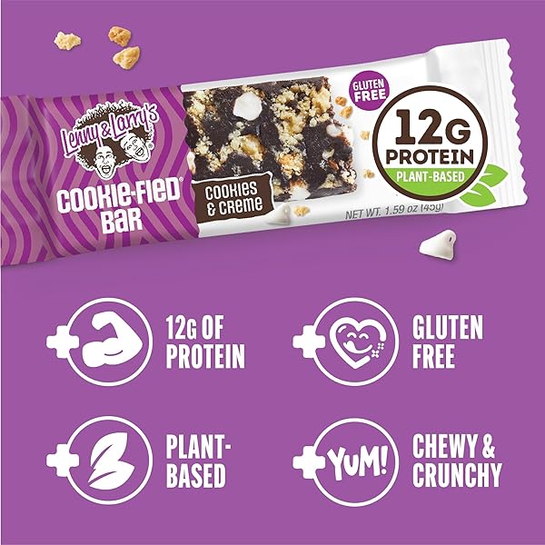 LENNY & LARRY’S COOKIE-FIED PROTEIN BAR – COOKIES & CREME VEGAN PROTEIN BARS 9X45G – HEALTHY SNACKS WITH 12G PLANT PROTEIN & 5G FIBER – GLUTEN FREE POWER BAR, KETO FRIENDLY, NON-GMO & VEGAN