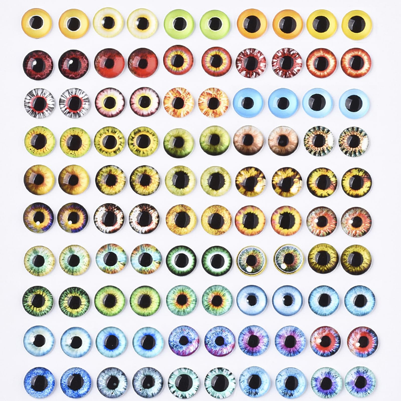 LEGENTLISUR 100 Pcs Evil Eyes Flatback Half Round With Dragon Pattern - Glass Cabochons Printed Colorful Eyes for DIY Jewelry Making Crafts (6mm)