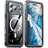 Magnetic for iPhone 17 Pro Max Case, [IP68 Waterproof][Wireless Charging][Built-in Lens & Screen Protector][Military-Grade Drop Protection] Full-Body Shockproof Case for Phone 17 Pro Max Black