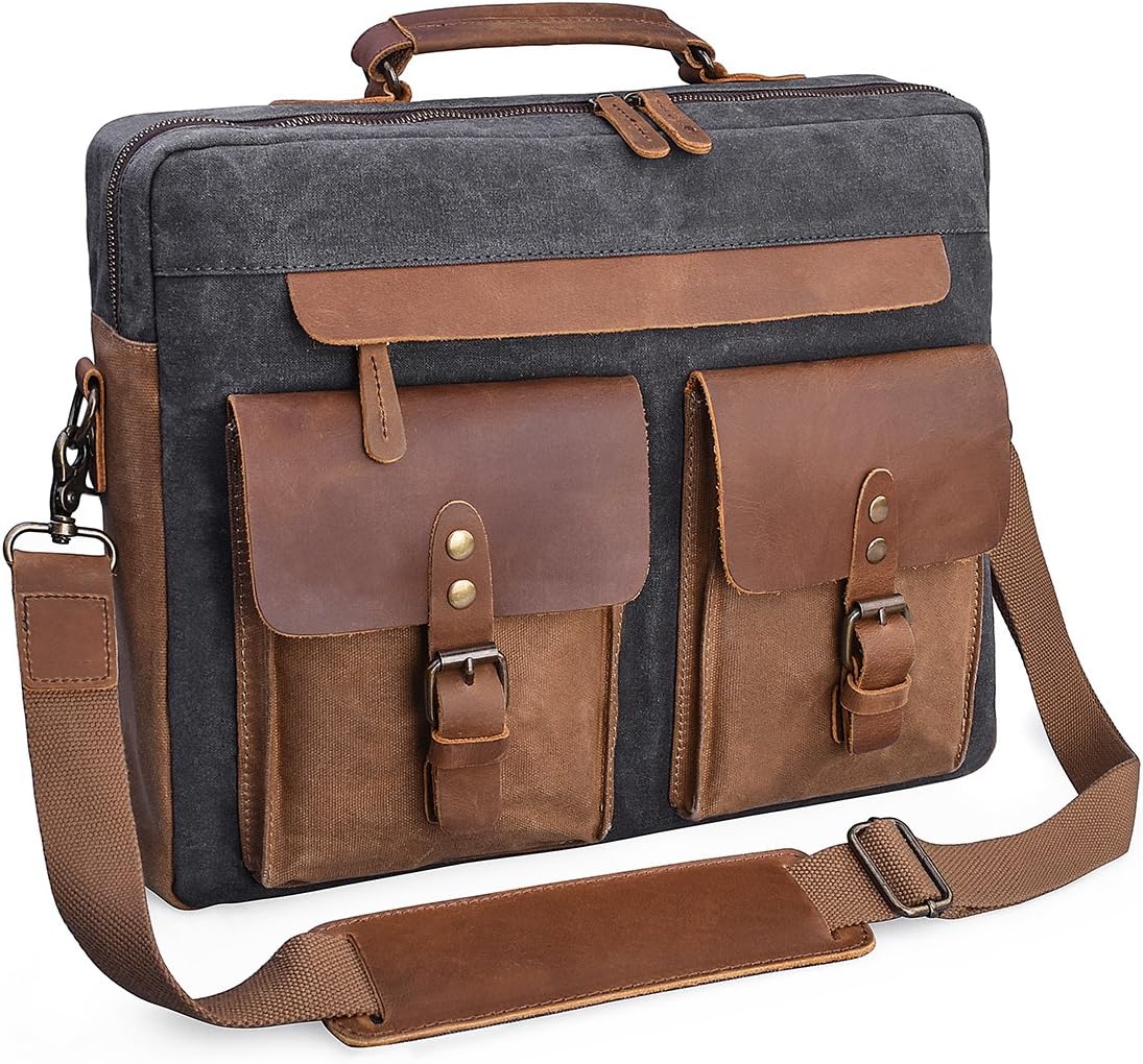 NEWHEY Mens 15.6 Laptop Messenger Bag Water Resistant Shoulder Computer