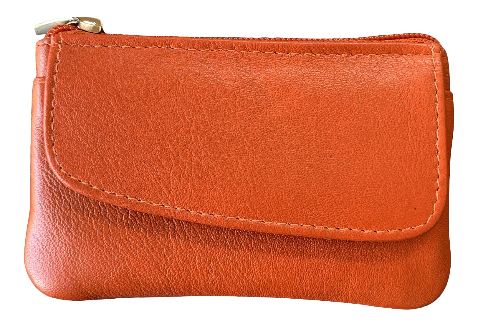 Golunski Small Soft Leather Coin Purse with Coin Purse Credit Card, Orange, Petit, Purses