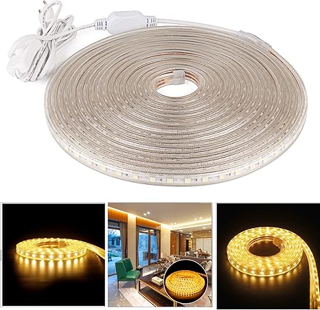 230v Led Stripes Lichterkette Band Streifen Led Leiste Led Lichtleiste Led Bander Lichterkette Led Selbstklebend Warmweiss 5050 Smd Ip65 Led Band Mit Schalter Und Stecker Warmweiss 3m Amazon De Beleuchtung Led Leiste Selbstklebend
