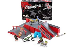 BROKIG 2024 Deck Finger Skateboard Park for Kids,DIY Mini Fingerboard Skatepark Training Finger Boards Toys Ramp Set Kit Boys Gift (HB-004)