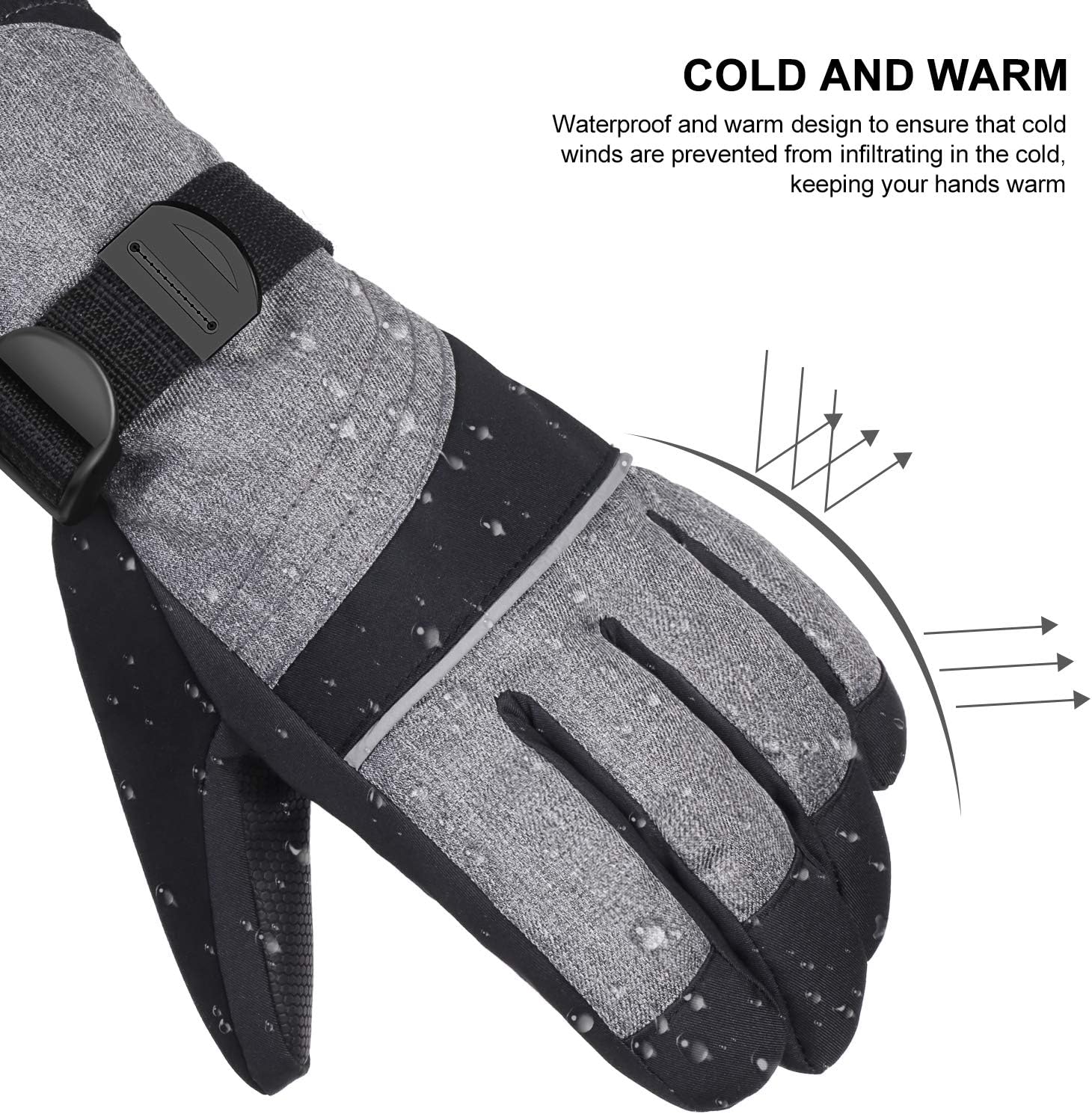 Andake Ski Gloves, Waterproof 3M Thinsulate TPU Membrane Women's Winter Gloves with Non-Slip PU Palms for Skiing, Snowboarding, Riding, Climbing and Skating : Sports & Outdoors