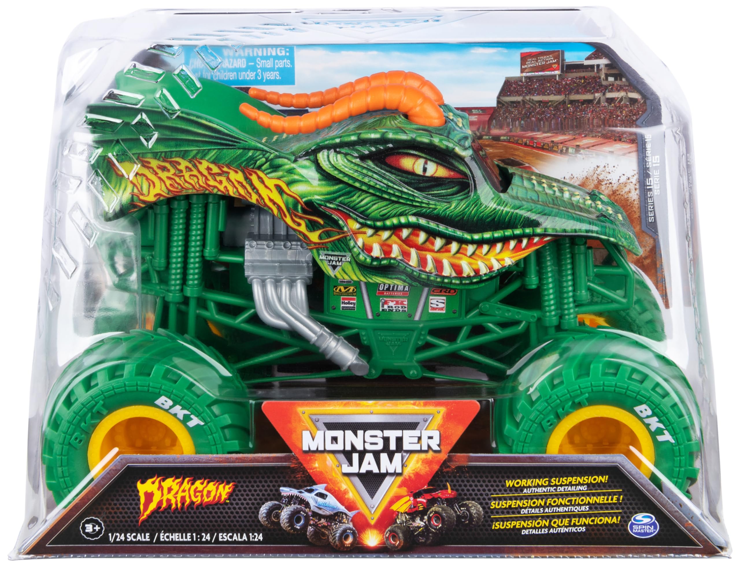 Monster Jam, Official Dragon Monster Truck, Collector Die-Cast Vehicle, 1:24 Scale, Kids Toys for Children Ages 3 and up