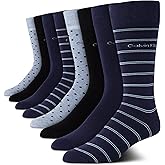 Calvin Klein Mens Dress Socks - 8 Pack Breathable Cotton Blend Work Crew Socks for Men for Casual Business & Formal Wear