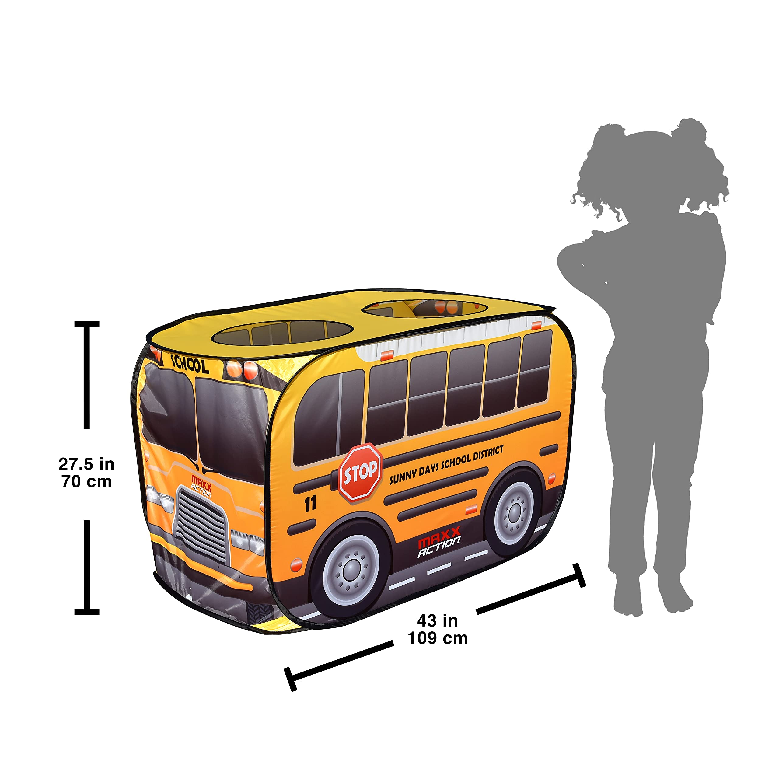Sunny Days Entertainment Pop Up School Bus – Indoor Playhouse for Kids | Yellow Vehicle Toy Gift for Boys and Girls