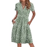 AUSELILY Womens Summer Dresses 2026 Short Sleeve V Neck Floral Sundress with Pockets