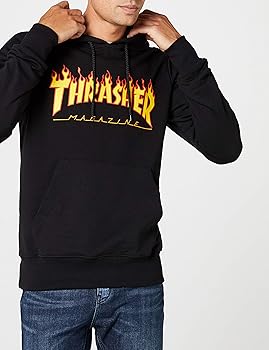 thrasher flame sleeve hoodie