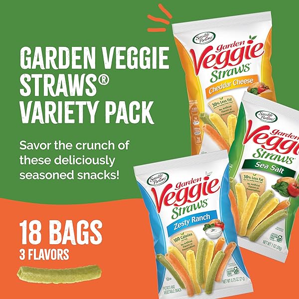 SENSIBLE PORTIONS GARDEN VEGGIE SNACKS – VEGGIE STRAWS VARIETY PACK, 18CT POLYBAG (PACK OF 1)