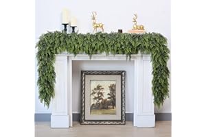 YXZZWL 9FT Real Touch Cedar Garland for Fireplace - Artificial Christmas Garlands Realistic Faux Greenery Fake Pine Needles Garland for Holiday,Table, Window,Mantel,Stairs, Home,Indoor Outdoor Decor (1PCS)