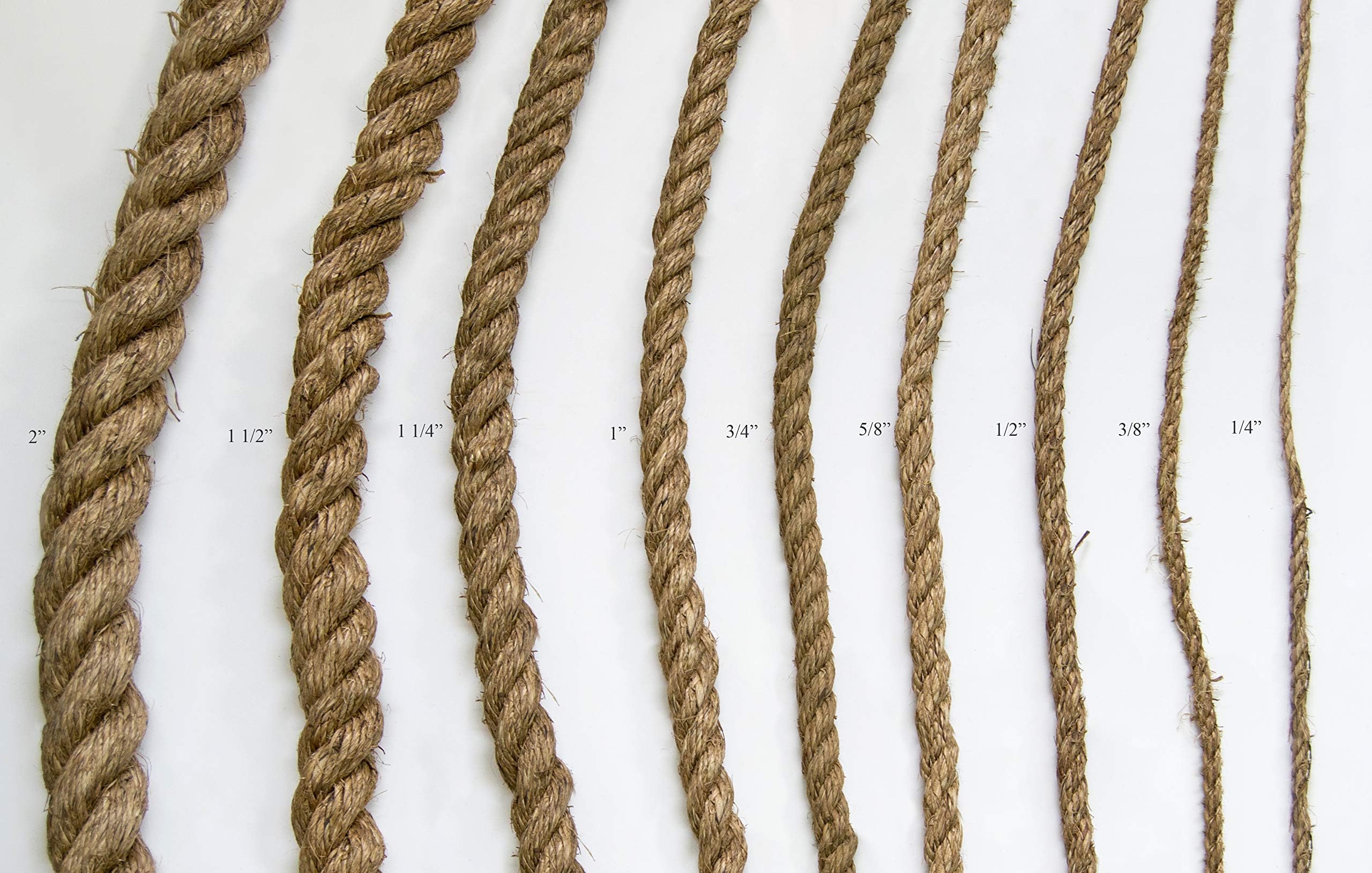 Industrial Wire Rope 3 Strand Twisted Manila Fiber Rope 1/2" (1/2" x 75')